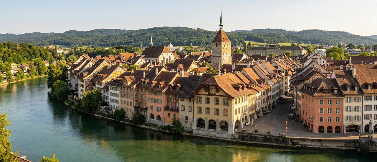 Blick auf die Altstadt von Aarau an der Aare