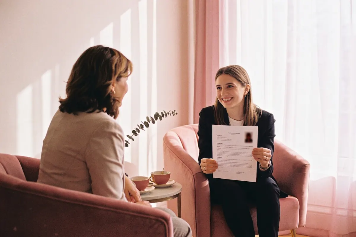 Coaching-Sitzung mit Überprüfung eines ausgedruckten Lebenslaufs